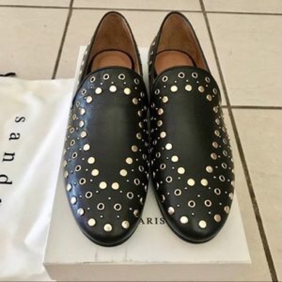 SANDRO PARIS NWT LEATHER STUDDED LOAFERS EUR SZ 38 US SZ 7.5 - Picture 3 of 3